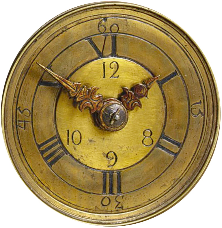 Roman numeral IIII on a 6-hour 'Italian time' lantern clock dial. 