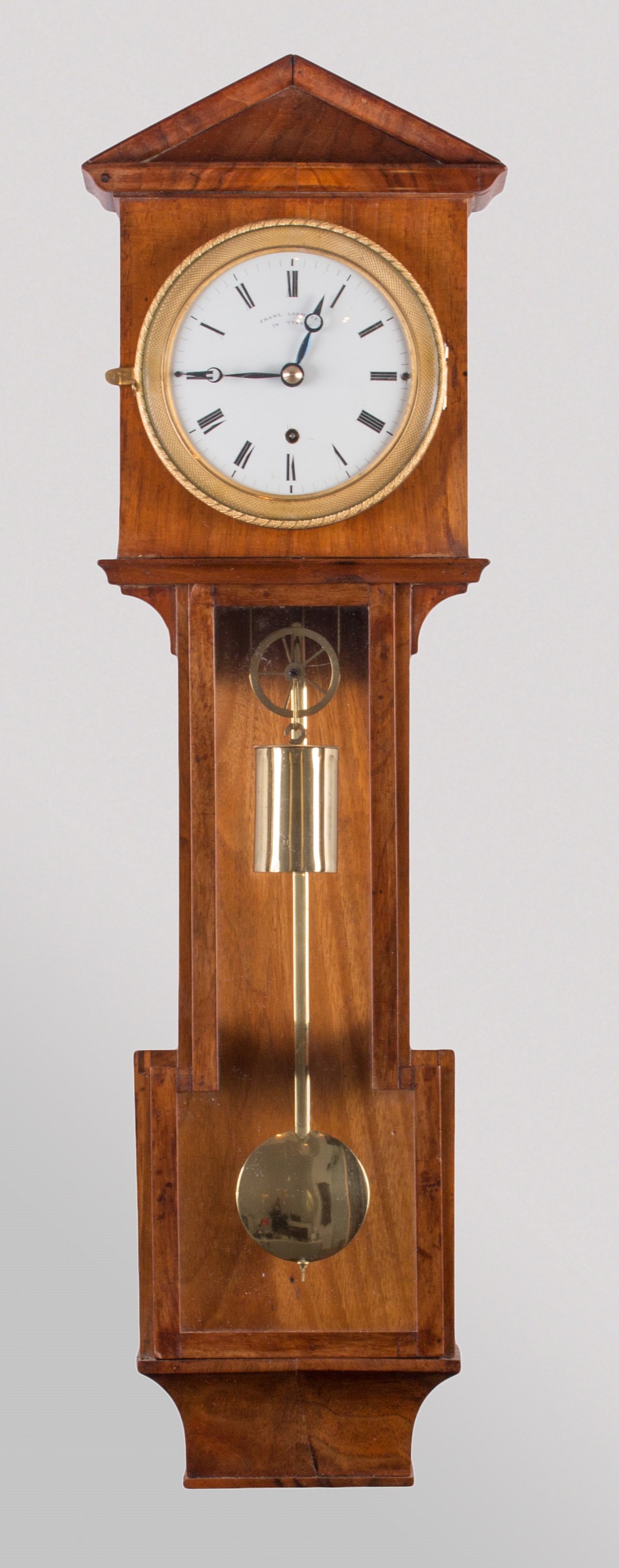 Small Laterndl clock by Franz Lobmayer with 10 days duration, c. 1830.