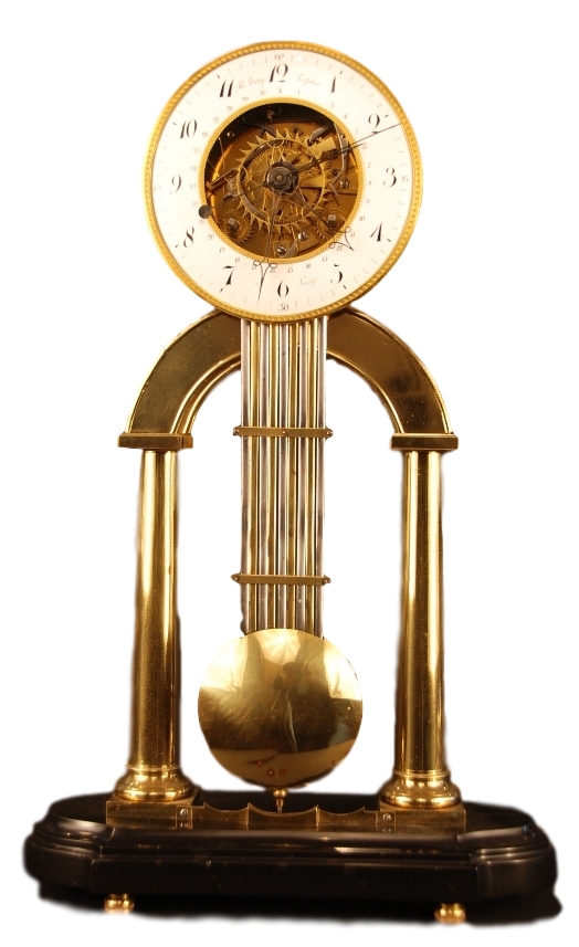 A skeleton clock, by M. Boty Lefebvre à Liège, ca. 1800.
