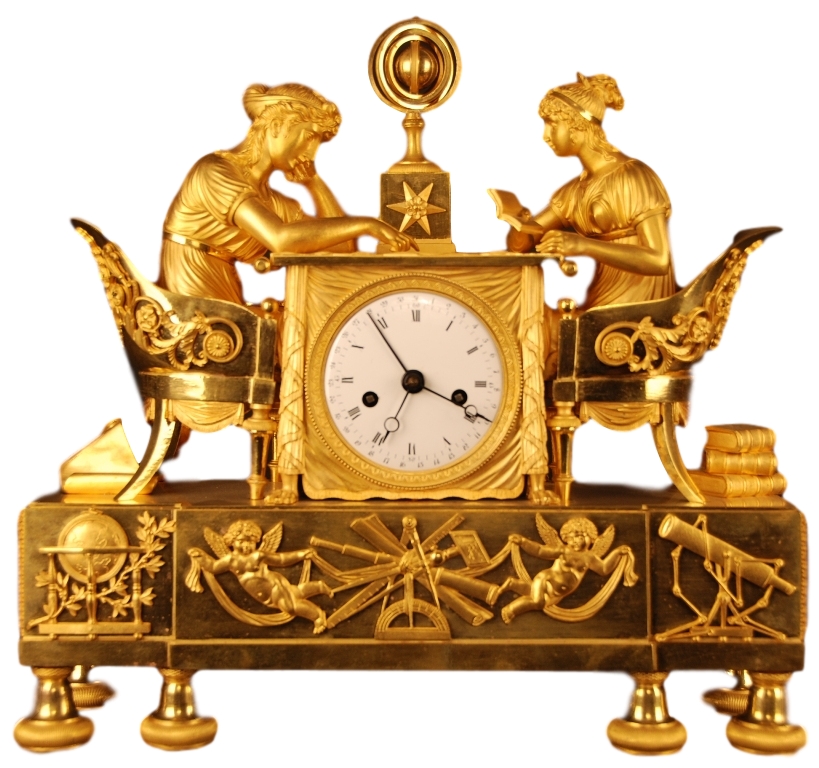 Beautiful Empire Mantel Timepiece ‘La leçon d’Astronomie’. France ca. 1800