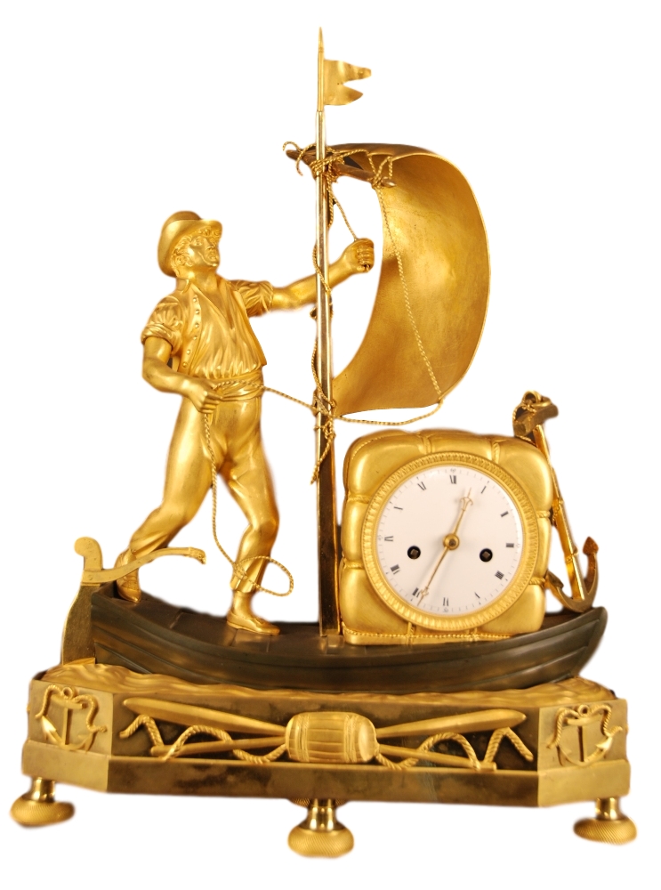 Empire antique and rare genre matelot mantel clock, France ca. 1810