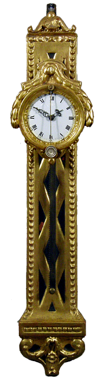 An attractive South German parcel gilt rack wall timepiece, mid 18th Century, h. 74cm.