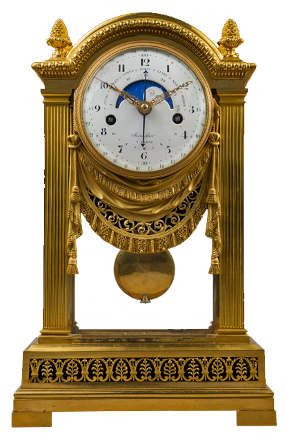 Gilt Bronze Mantel Clock, Mennessier à Paris. Paris, Directoire period, circa 1795.