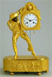 A fine antique French harlequin mantel clock ‘Au bon Sauvage’ c.1820
Signed on the enamel dial:  Revel Rue De Richelieu
 