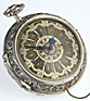 JOHANN SIMON BETZMAIJER DANTZIG German silver case coach watch, c. 1730. Diameter: 130 mm.