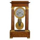 Empire burr walnut four pillar table regulator signed,